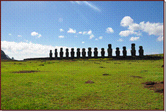 Les 7 moai de l'ahu Tongariki