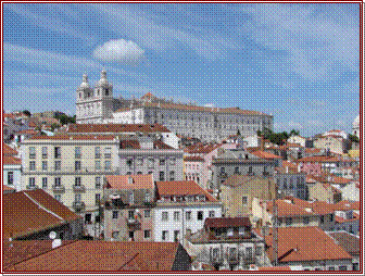 Lisbonne, vue panoramique sur lglise Sa Vincente de Fora et son monastre.